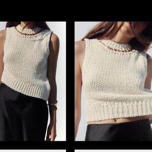 Zara Cream Knit Crop Top